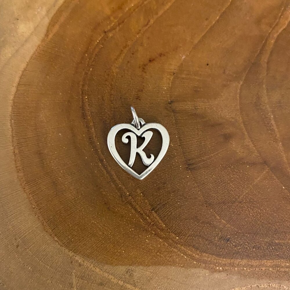 James Avery Heart Script Initial "K" Charm, Sterl… - image 1